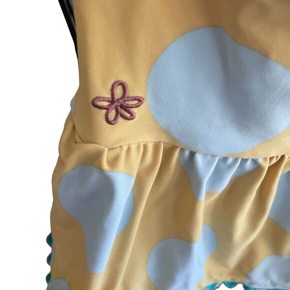 Matilda Jane Polka Dot Halter One Piece Blue Yellow Bathing Suit Girls 4T - Picture 4 of 8